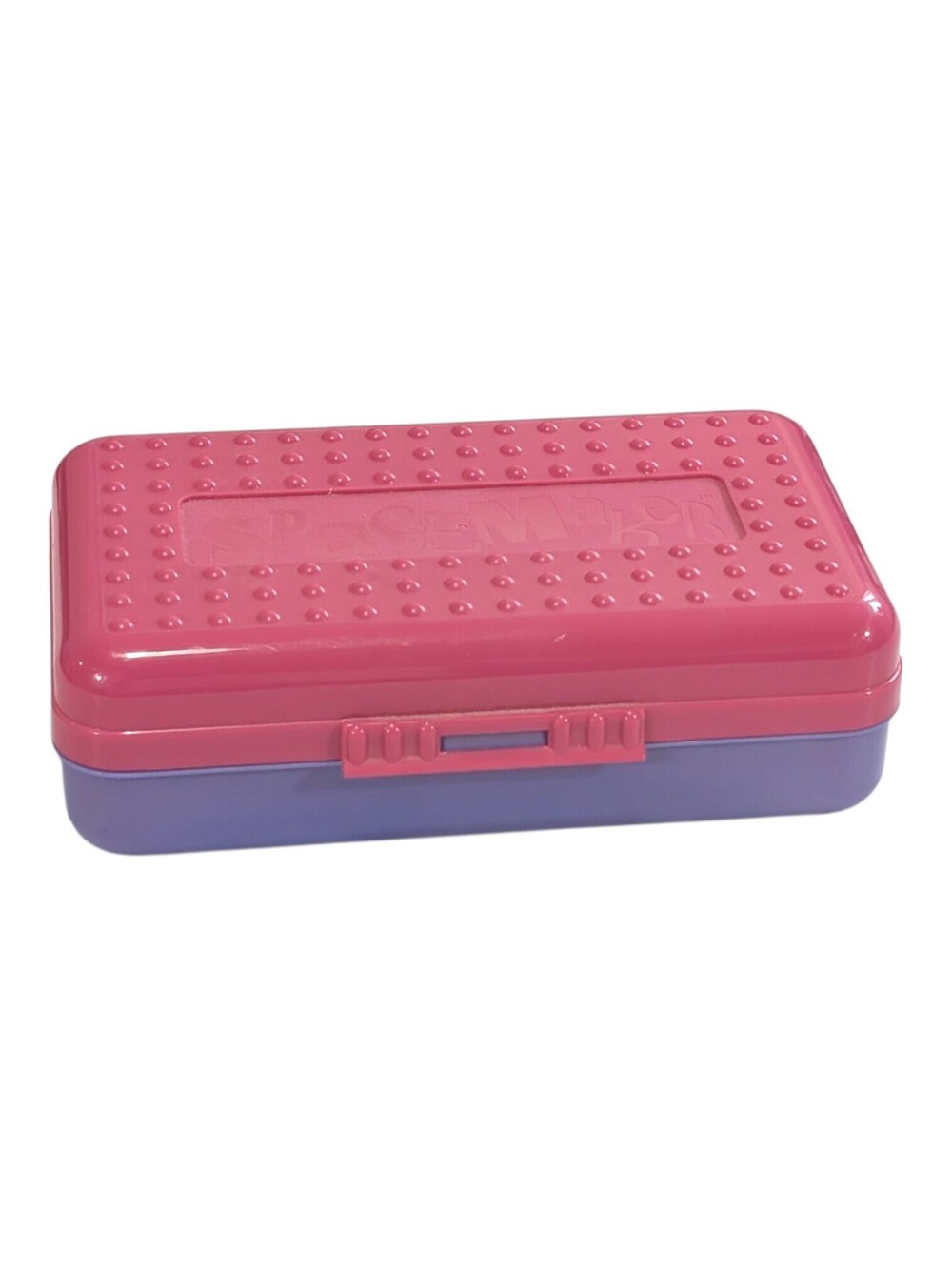 Spacemaker Hard Plastic Pencil Case Box Pink Purple Bottom Vintage